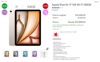 Apple iPad Air 11" M4 Wi‑Fi 128GB por $12,999 en Costco