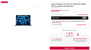 Apple MacBook Air M4 16GB 256GB SSD 13" por $18,999 | Office Depot