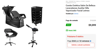 Combo Estética Salón De Belleza Lavacabezas Auxiliar Silla Vaporizador Facial Letmex