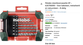 Metabo steenboorcassette SP 8-delig voor €5,58 bij Amazon