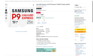 MicroSD Express Card P9 256GB por $797 | Oferta Amazon