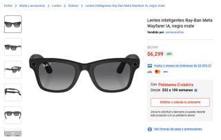 Lentes inteligentes Ray‑Ban Meta Wayfarer IA por $5,040 en Elektra