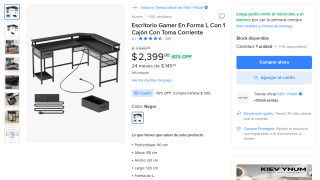 Escritorio Gamer L 120x60cm por $1,680 | Oferta Mercado Libre