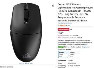Corsair M55 draadloze Gaming Muis voor €24,99 bij Amazon