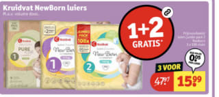 Kruidvat New born luiers 1+2 gratis