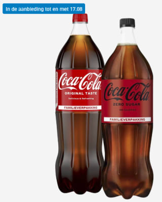 Coca-Cola regular of zero 2 l. voor €1,99 bij de Aldi