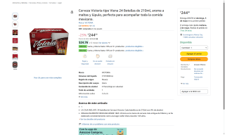 Cerveza Victoria Viena 24x210ml por $244 | Oferta Amazon