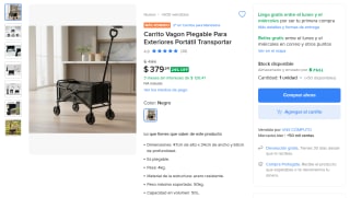 Carrito Vagón Plegable para Exteriores por $379 en Mercado Libre