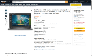 Dell Precision 5570 i7-12800H 32GB 1TB por $15,270 | Oferta Amazon