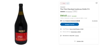 Vino Tinto Giacobazzi 1.5L por $162 | Sam's Club