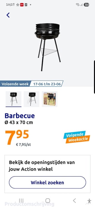 Barbecue Ø 43 x 70 cm voor €7,99 bij de Action