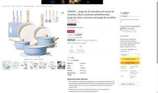 Set Cocina Carote 24 Piezas Antiadherente Cerámica por $1,246 | Amazon