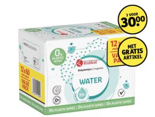 Kruidvat babydoekjes 3 voor €30 met gratis Kruidvat Water Plasticvrije Babydoekjes
