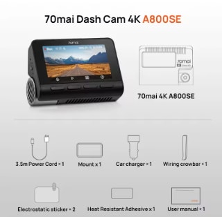 70mai 4K Dash Cam A800SE voor €81,99 dmv code bij aliexpress