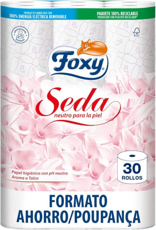 Foxy Seda Papel higiénico 30 rollos de 3 capas + reembolso 11,40€ por 22,90€
