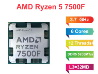 Procesador AMD Ryzen 5 7500F, CPU R5 7500F por 106,59€