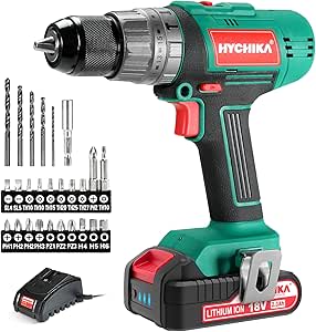 HYCHIKA Taladro Percutor Atornillador 18V 45Nm + 27 accesorios por 44.96€