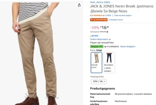 JACK & JONES heren Broek voor €16,46 bij amazon