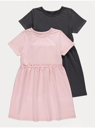 Girls Short Sleeve Dress 2 Pack for £6.40 with Free Click & Collect at ASDA