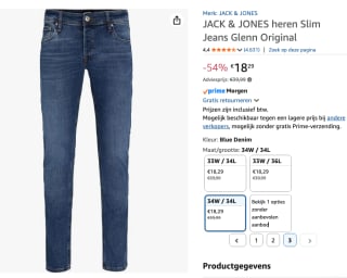 Jack & jones slim fit jeans voor €18,29 bij Amazon