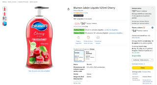 Blumen Jabón Líquido 525 ml Cherry por $34 en Amazon