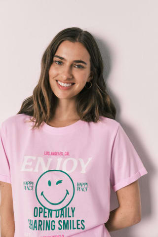 Women'secret pijama corto algodón SmileyWorld rosa por 8,99€