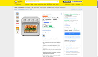 Horno Freidora 7 en 1 Chefman 18L por $1,683 | Oferta Mercado Libre