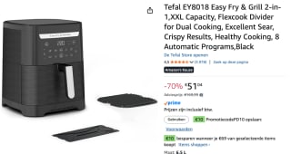 Tefal Easy Fry & Grill XXL EY8018 - 2-in-1 Airfryer & Grill voor €51,04 bij Amazon