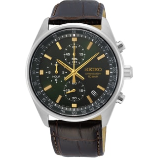 Seiko Conceptual Quartz Chronograph Men’s Watch – Green Dial, Leather Strap – £170 (W
