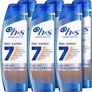 6 Champú H&S Pro-Expert 7 Anticaspa Anticaída con Cafeína 300ml por 18.99€