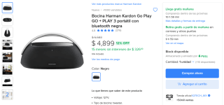 Bocina Harman Kardon Go + Play 3 por $3,956 | Mercado Libre (MP)