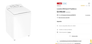 Lavadora Whirlpool 17kg Blanca por $7,790 | Walmart