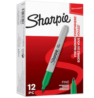 Lot de 12 Marqueurs permanents Sharpie - pointe fine, vert à 5,96€