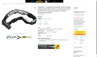 Candado Kryptonite 8mm 3 pies por $474 | Amazon