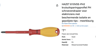 Hazet 810VDE-PH2 Elektronica Kruiskop schroevendraaier voor €7,72 bij Amazon