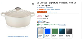 Le Creuset Signature Braadpan Meringue Rond 20 cm voor €107 bij Amazon