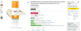 Eucerin Oil Control SPF 50+ 50ml por $265 | Oferta Amazon