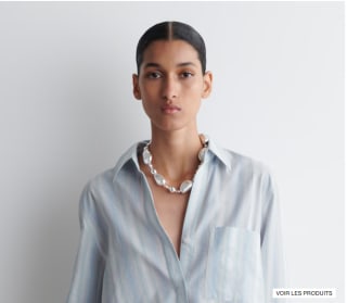 Chemise femme cropped rayée - Rayé bleu à 79€