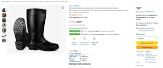 WEISPO Botas de hule para hombre (25.5 cm) por $89 en Amazon