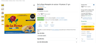 De la Rosa Mazapán sin azúcar 18 piezas (21g) por $92 en Amazon