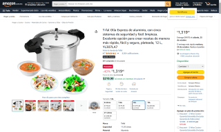 Olla Express T-Fal 12L por $1,319 | Oferta Amazon