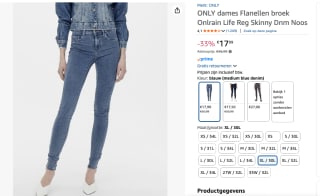 ONLRAIN Mid waist Skinny fit Jeans voor €17,99 bij Amazon