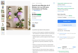 Soporte para Macetas 4 Niveles con LED por $699 | Oferta Mercado Libre