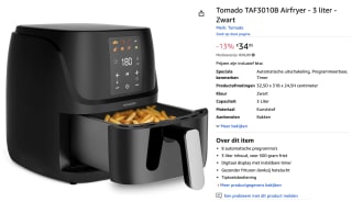 Tomado TAF3010B Airfryer - 3 liter - Zwart