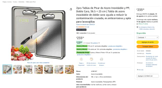 2pcs Tablas de Picar de Acero Inoxidable y PP (36.5 × 25 cm) por $235 en Amazon