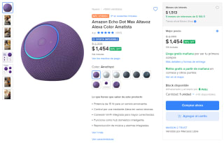 Amazon Echo Dot Max (Amatista) por $1,279 en Mercado Libre