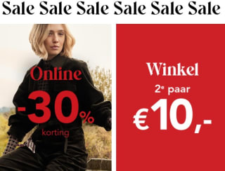 30% korting op de hele Sale-collectie online of 2e paar €10 in de winkels van Nelson