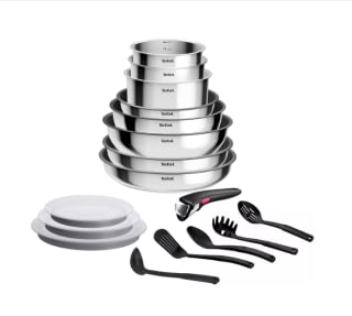Batterie de cuisine Tefal Cook eat Ingenio Inox - 17 pièces à 99,99€