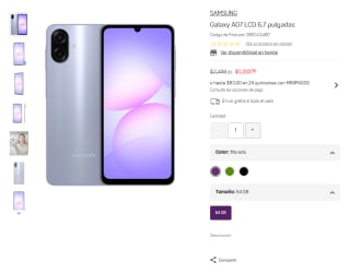 Samsung Galaxy A07 64GB por $1,334 | Oferta Suburbia