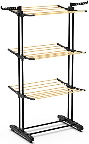 VOUNOT Tendedero Vertical Tipo Torre con 6 Alas Plegables y 4 Ruedas por 26.99€